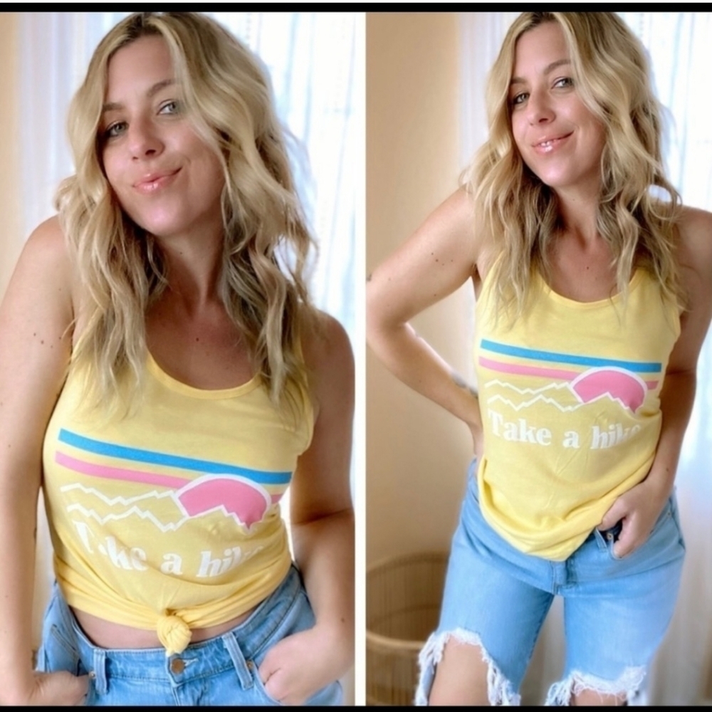 Hand Spun PremiumFabric Yellow Hike Tank Top Small
